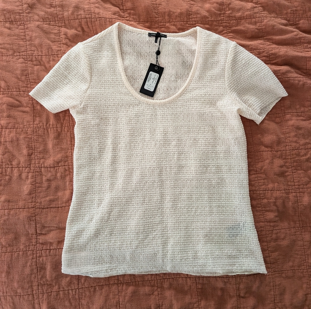 NWT Rag & Bone Julia Scoop Tshirt, Medium, Ivory